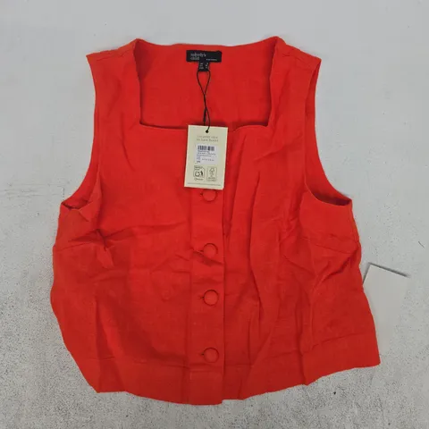 NOBODY'S CHILD SAMMIE BUTTON FRONT TANK TOP IN HOT ORANGE SIZE UK 8
