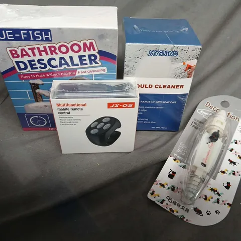 BOX OF ASSORTED HOUSE ITEMS TO INCLUDE - MOULD CLEANER - BATHROOM DESCALER - DECORATION TAPE /