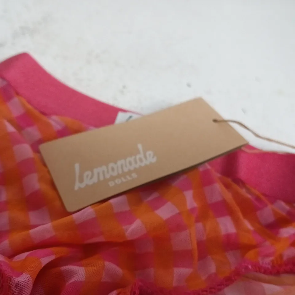LEMONADE DOLLS WOMEN'S PINK CHECK PRINT MESH BRIEF – SIZE 12 