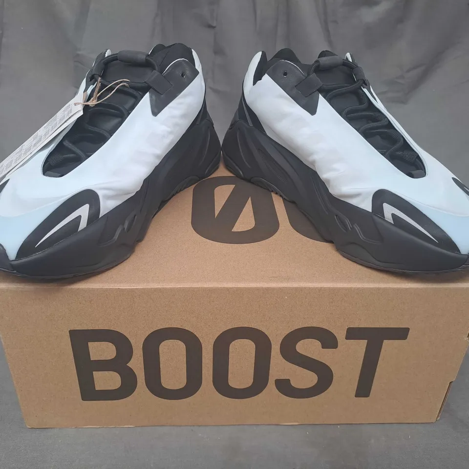 BOXED PAIR OF YEEZY 700 MNVN SHOES IN SKY BLUE UK SIZE 9