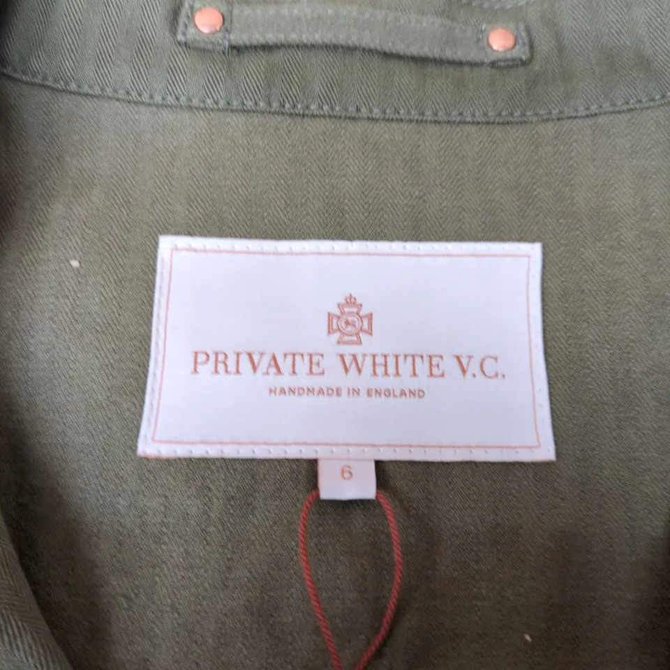 PRIVATE WHITE V.C. OVERLOAD JACKET – MOSS GREEN, 100% COTTON, UK SIZE 6