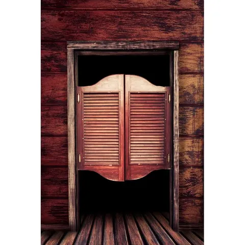 BOXED LARGE WRAPPED CANVAS WALL ART - LAURIS OLD VINTAGE WOODEN SALOON DOORS BY FERGREGORY (1 BOX)