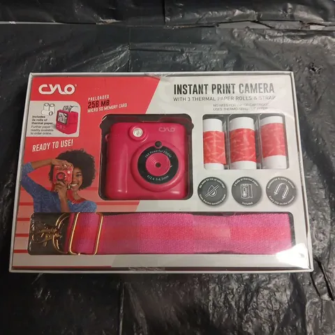 CYLO INSTANT PRINT CAMERA – PINK, BOXED WITH 3 THERMAL PAPER ROLLS & STRAP