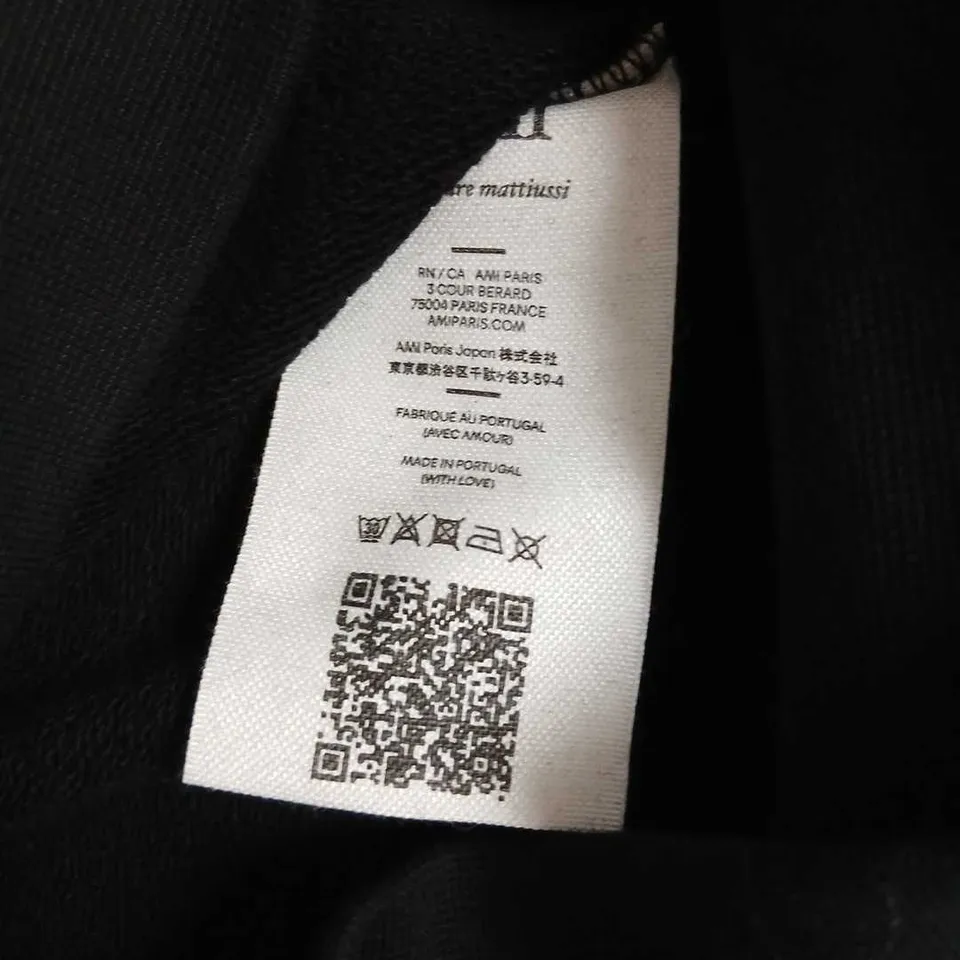 AMI ALEXANDRE MATTIUSSI BLACK HOODIE WITH PINK LOGO SIZE XS