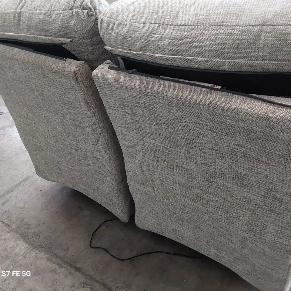 QUALITY BRITISH DESIGNER G PLAN MALVERN POWER RECLINING TWO SEATER SOFA DALI PEBBLE FABRIC 