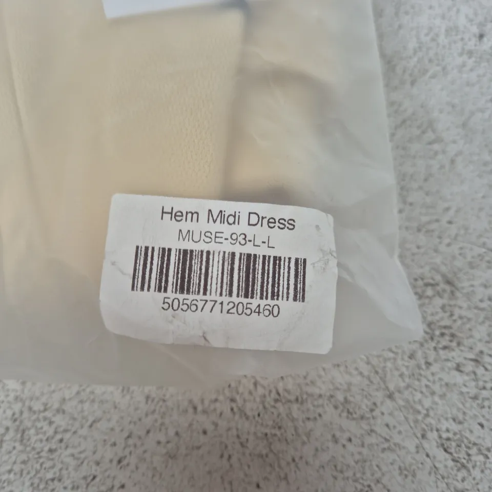 ODDMUSE LONDON HEM MIDI DRESS – BEIGE, UK SIZE L