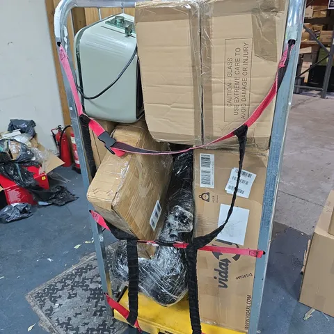 VIDAXL GLASS ITEM – FRAGILE, BOXED (CAUTION: GLASS) CAGE OF ASSORTED BROKEN HOUSEHOLD GOOD MISSING BITS ECT .