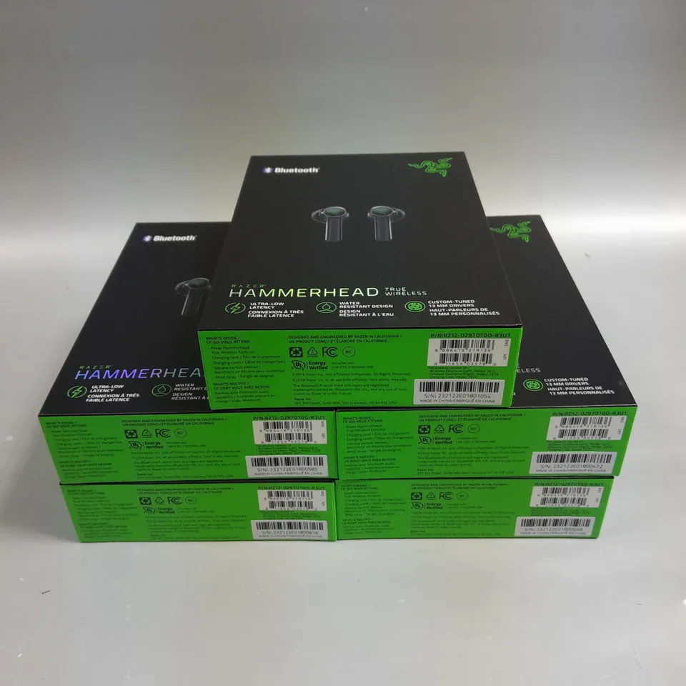 5 X BOXED RAZER HAMMERHEAD TRUE WIRELESS EARPHONES 