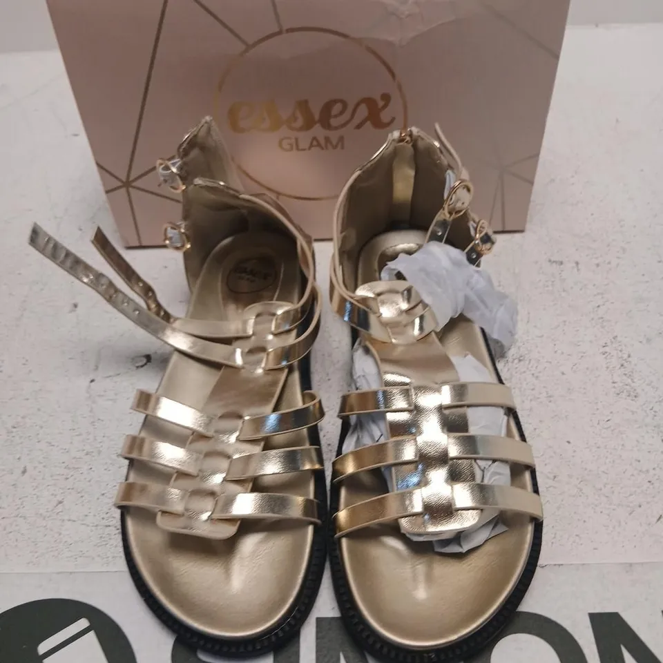 ESSEX GLAM NK-1 GOLD METALLIC SANDALS – UK 7