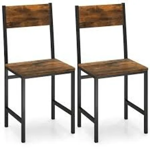 BOXED COSTWAY ARMLESS DINNER CHAIRS SET OF 2 WITH METAL LEGS AND SLANTED BACK