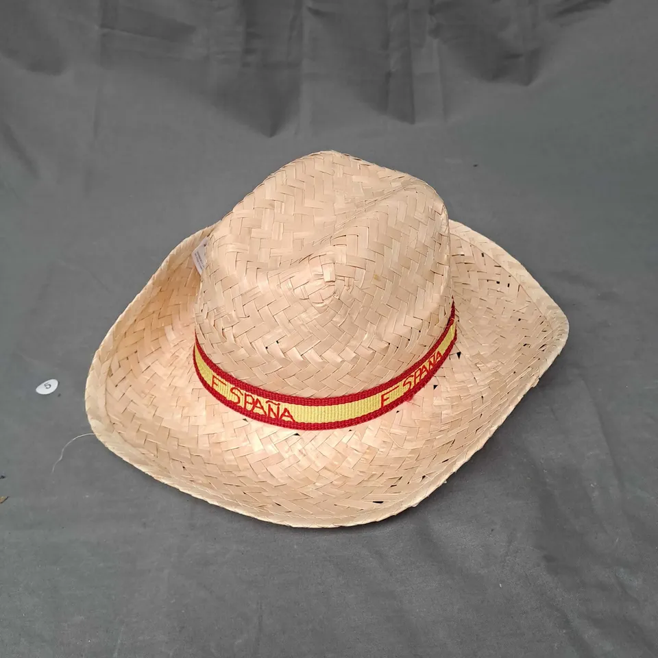 BOX OF APPROXIMATELY 100 ESPANA NOVELTY HATS IN BEIGE/RED/YELLOW