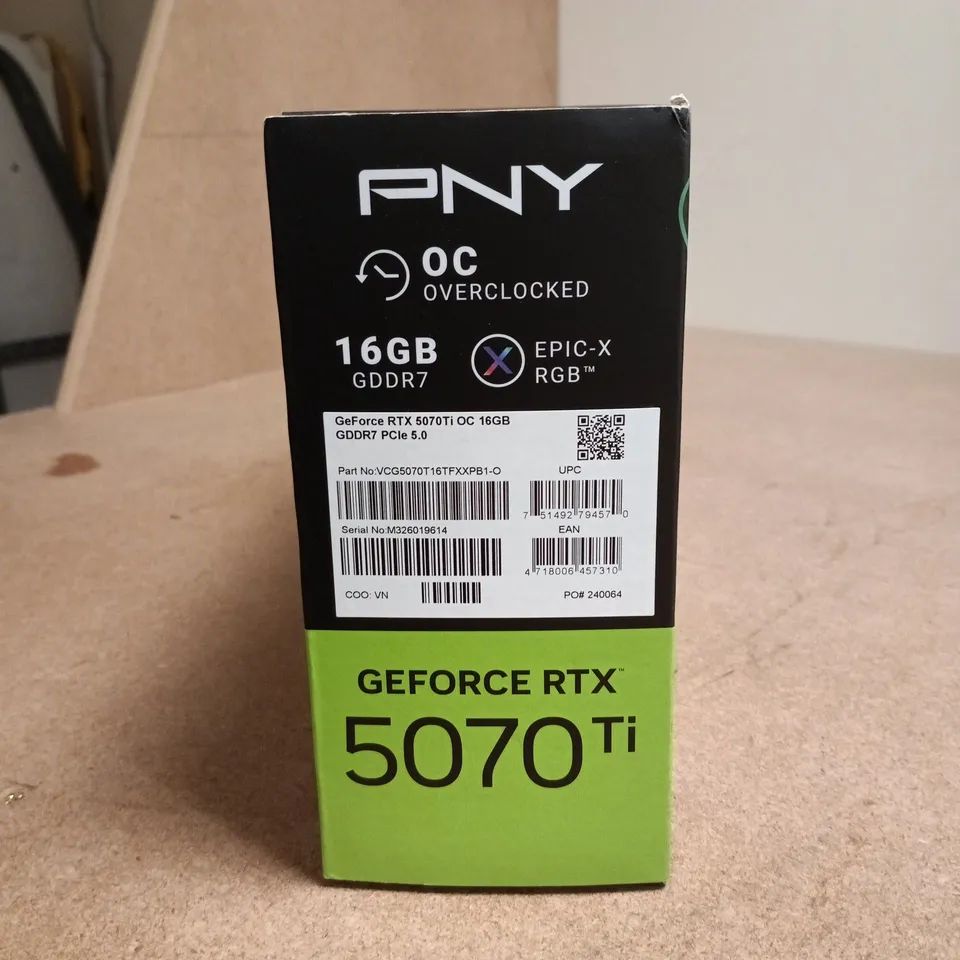 PNY GEFORCE RTX 5070TI NVIDIA 16GB GDDR7 OC OVERCLOCKED BOXED