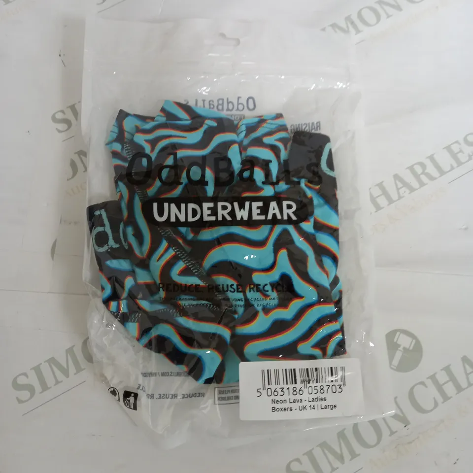 ODDBALLS UNDERWEAR NEON LAVA LADIES BOXERS - UK 14