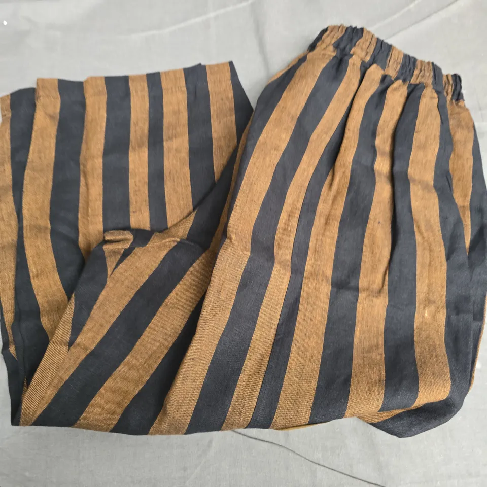BEYOND NINE MABEL LINEN TROUSERS – RUST & NAVY STRIPES, SIZE L