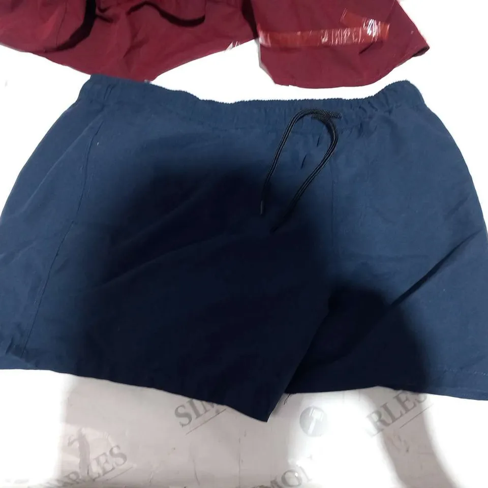 TWO ITEMS OF ASSORTED ASOS CLOTHING TO INCLUDE; CLARET DRESS SIZE 14 AND SWIM SHORTS SIZE L