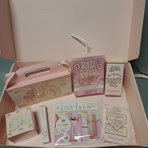 BOXED PLOUISE APPROXIMATELY 6 ASSORTED ITEMS TO INCLUDE - MINI ME MAKEUP REMOVER - BAD BITCH ENERGY LIP DUO - TINTED BEAUTY BALM - ETC