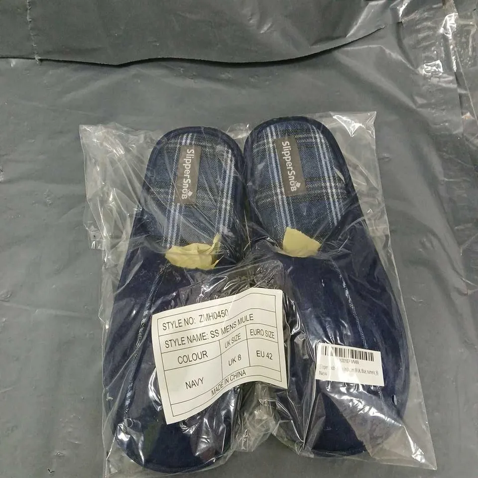 10 BAGGED SLIPPERSNOB NAVY SLIPPERS UK 8 