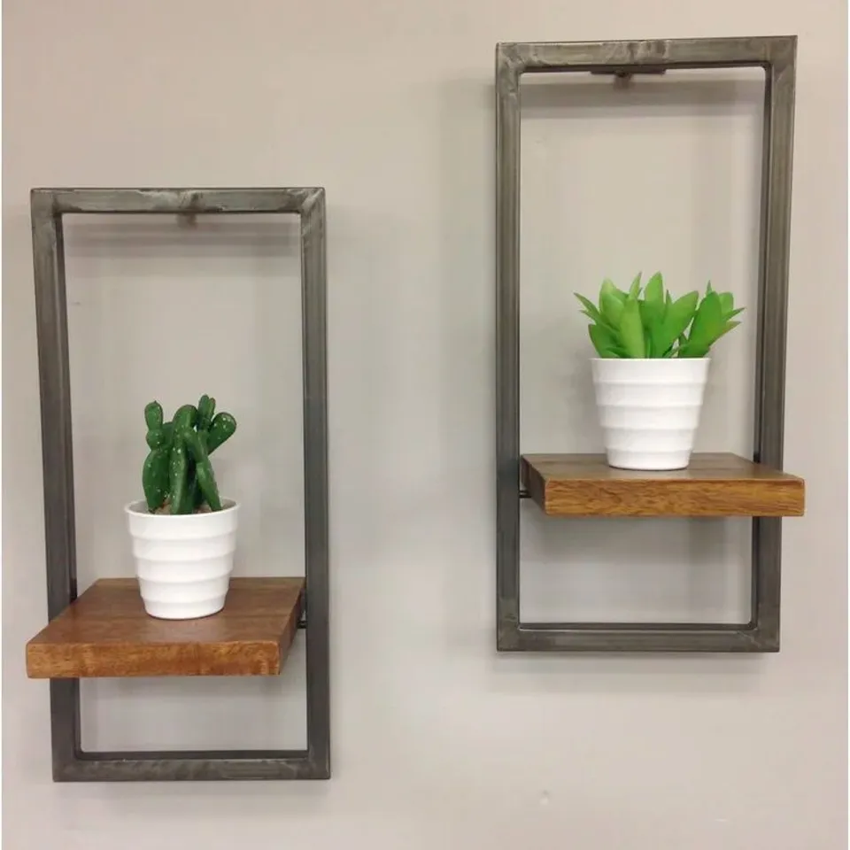 BOXED GARDENER 2 PIECE MANGO SOLID WOOD ACCENT SHELF - SET OF 2