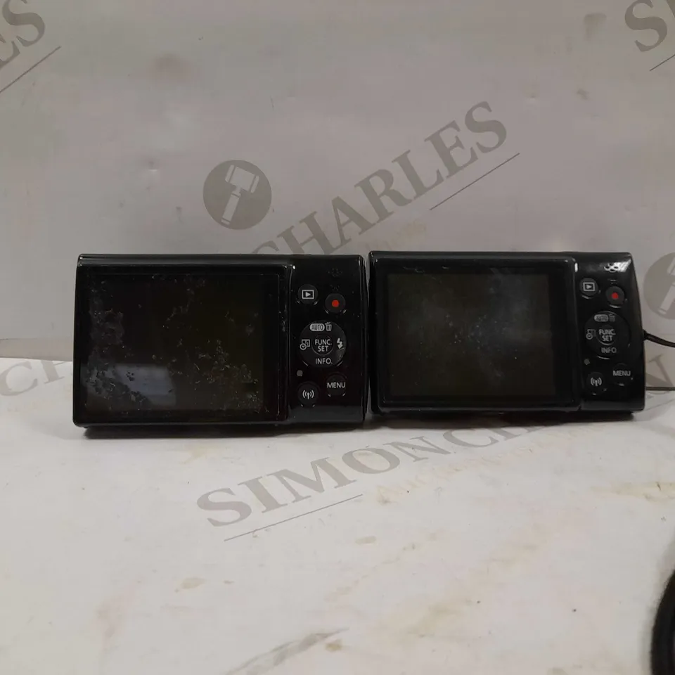 BOX OF 2 CANON IXUS CAMERAS IN BLACK