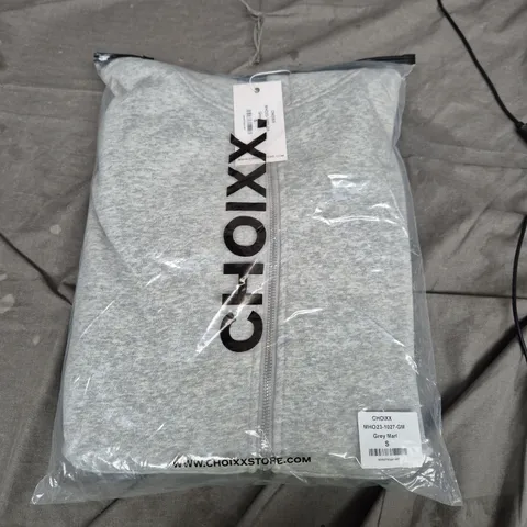 CHOIXX ZIP HOODIE – GREY MARL, UK SIZE S