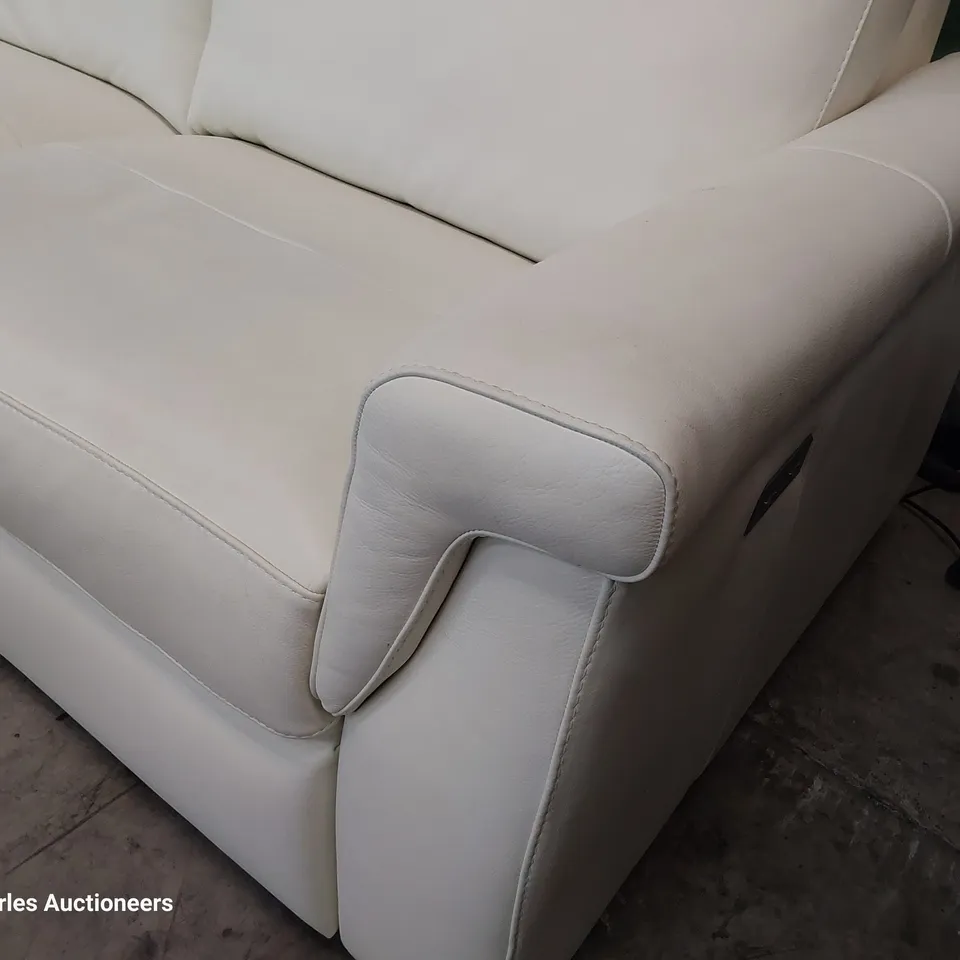 QUALITY ITALIAN DESIGNER ADRIANO POWER RECLINING THREE SEATER SOFA WHITE LEATHER 