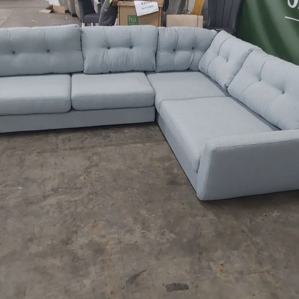 DESIGNER CORNER GROUP WITH FOLD OUR BED DUCK EGG BLUE FABRIC 