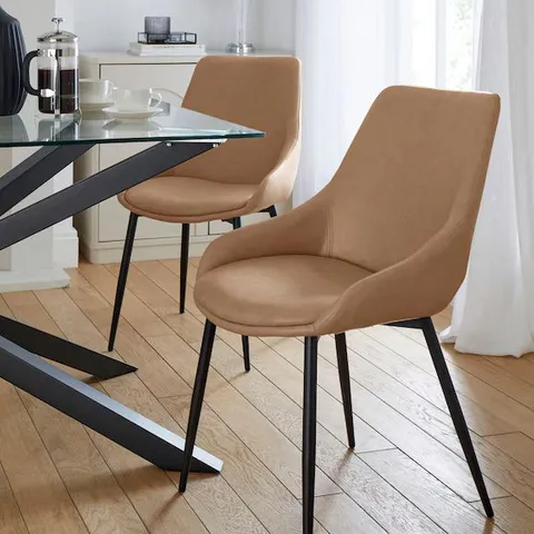 ETTA FAUX LEATHER PAIR OF DINING CHAIRS MINK