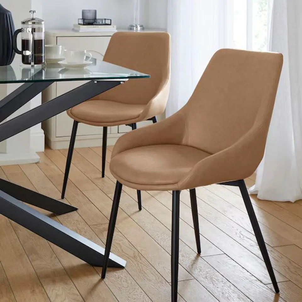 ETTA FAUX LEATHER PAIR OF DINING CHAIRS MINK