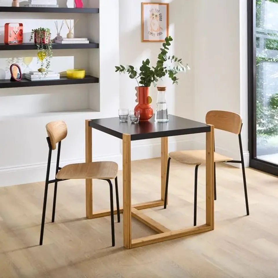 BOXED ARNIE SQUARE 2 SEATER DINING TABLE - BLACK (1 BOX)