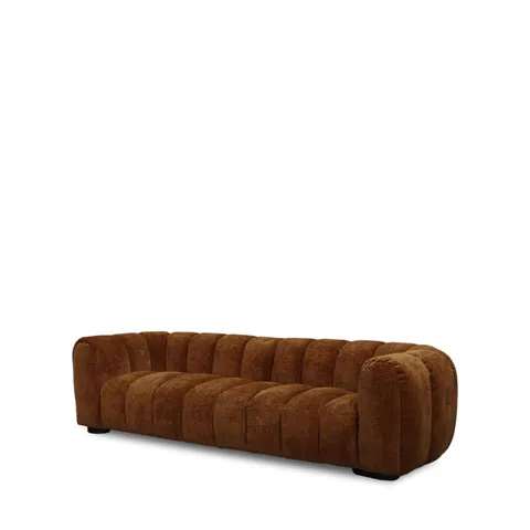 BRAND NEW BOXED DISKA MAXI GRAND 4 SEATER GLAM BLOCK FABRIC SOFA - BURNT ORANGE (2 BOXES)