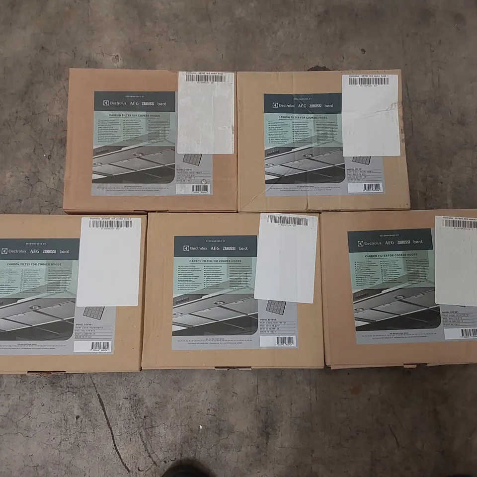 5x BRAND NEW BOXED ELECTROLUX ECFB01 CARBON FILTERS FOR COOKER HOODS (5 BOXES)