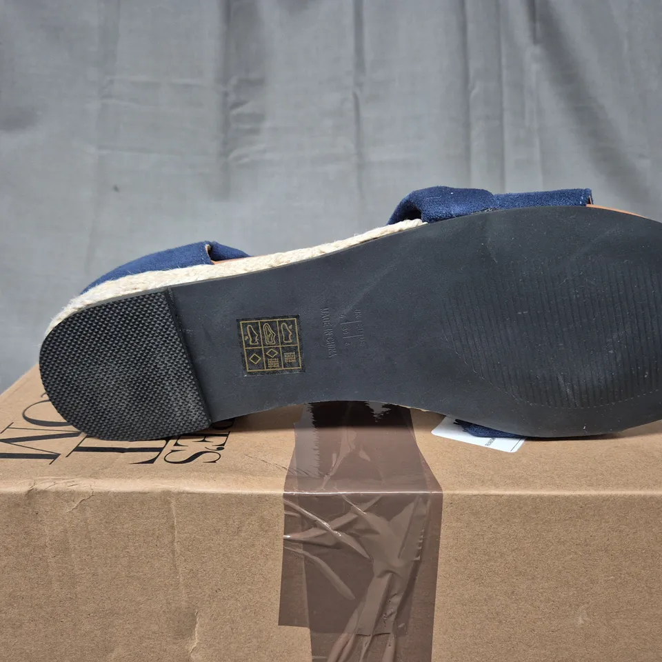 BOXED WHERES THAT FROM NAVY LY SUEDE SANDALS - UK 6