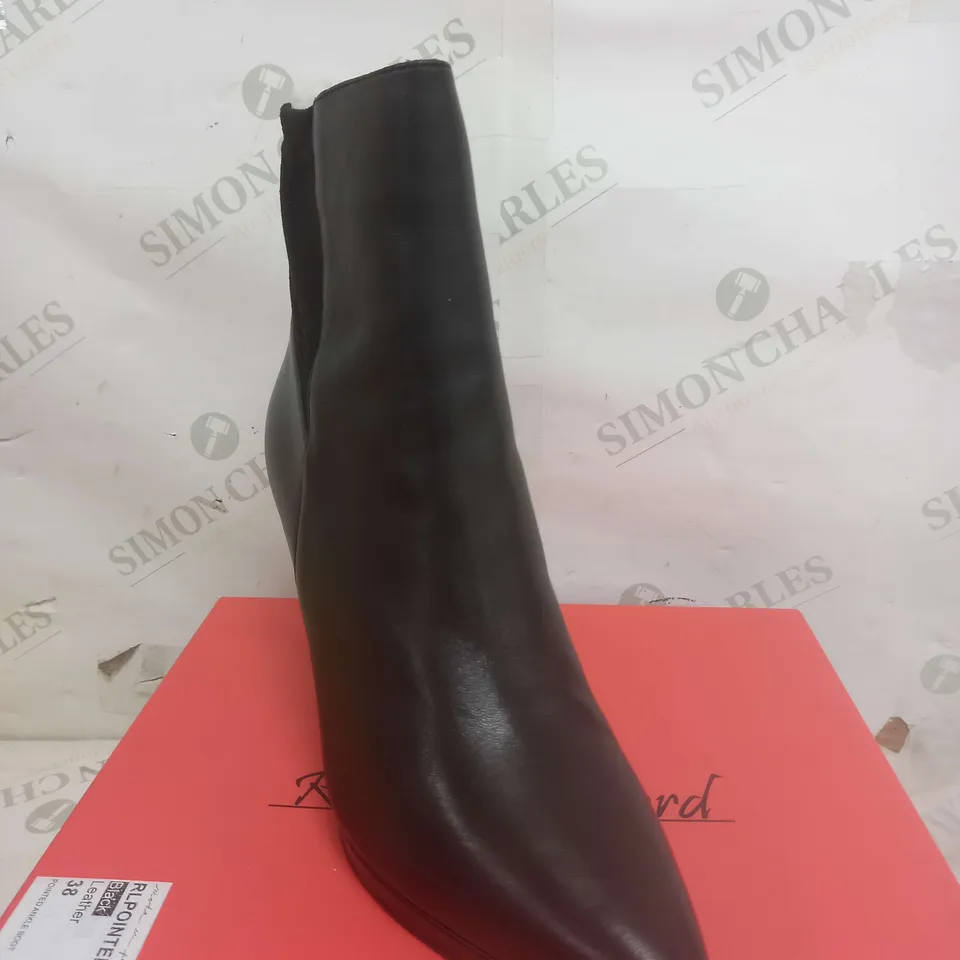 RUTH LANGSFORD PLATFORM LEATHER ANKLE BOOT - BLACK - UK 5
