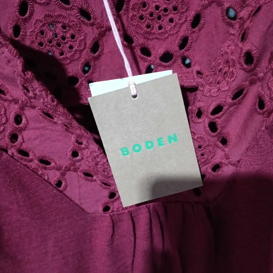 BODEN BURGUNDY LACE DRESS, UK 14R (US 10R) – WOMEN'S