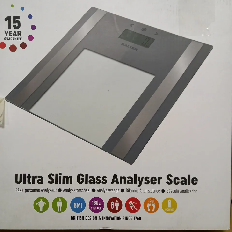 BOXED SALTER ULTRA SLIM GLASS ANALYSER SCALE