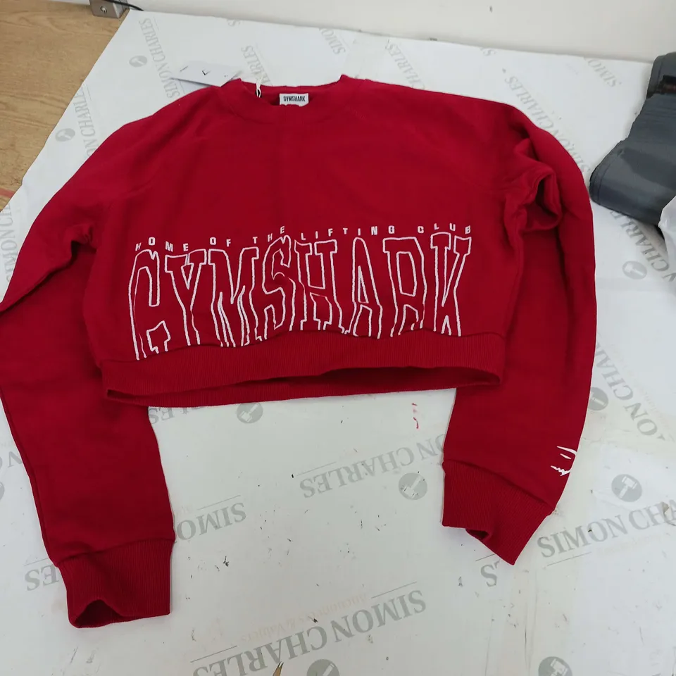 GYMSHARK LIFTING GRAPHIC CROPPED SWEATER RED SIZE M