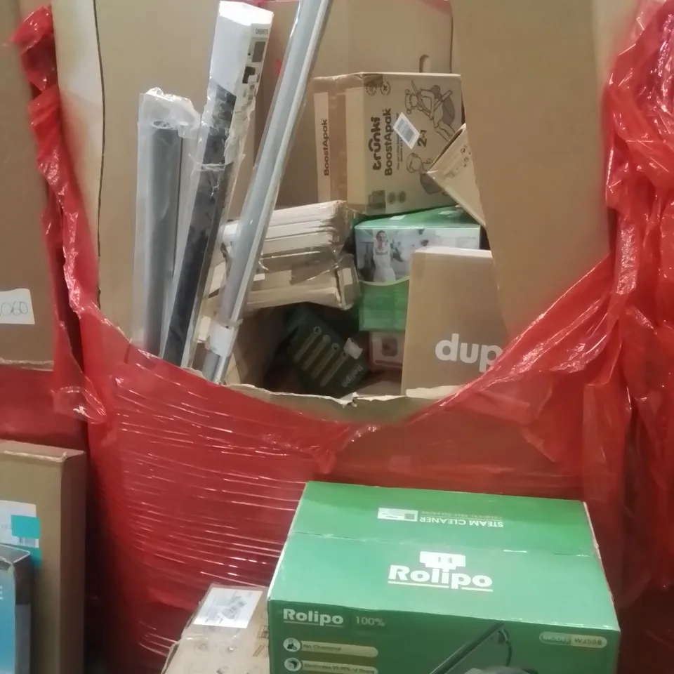 PALLET OF ASSORTED HOUSEHOLD GOODS AND PRODUCTS TO INCLUDE;STEAM CLEANER,BABY BOTTLE WASHER
