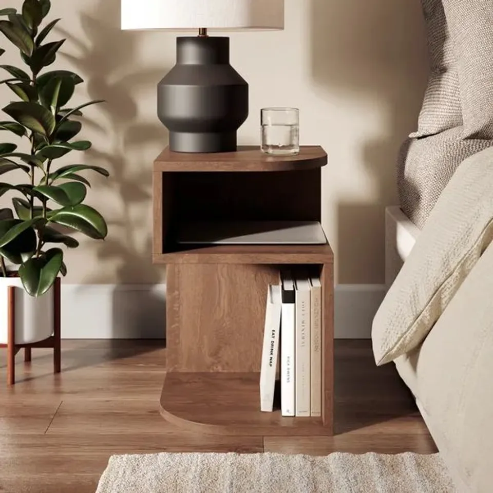 BOXED SET OF 2 NEO OPEN BEDSIDE TABLES - WHITEWASH EFFECT (2 BOXES)