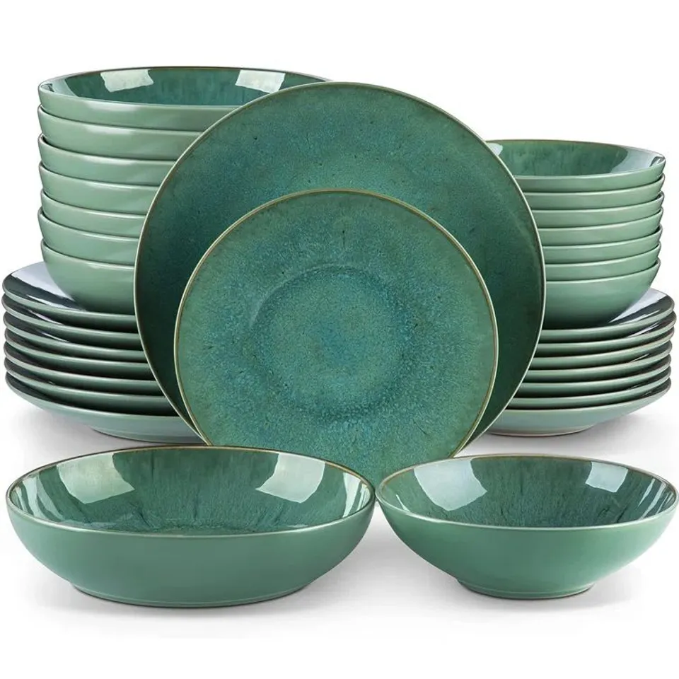 BOXED BLOOMSBURY MARKET LIPTAK 16PCS STONEWARE DINING SET IN GREEN (1 BOX)