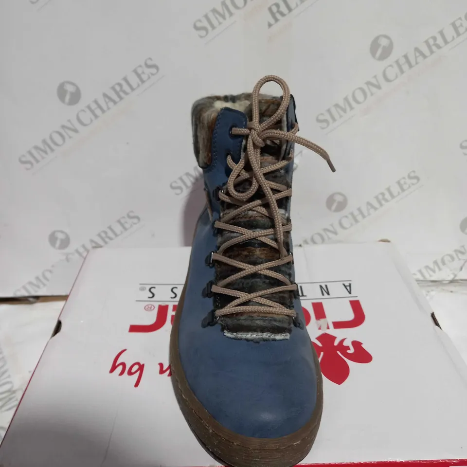 RIEKER LIGHT BLUE LACE UP ANKLE BOOTS - SIZE 7.5
