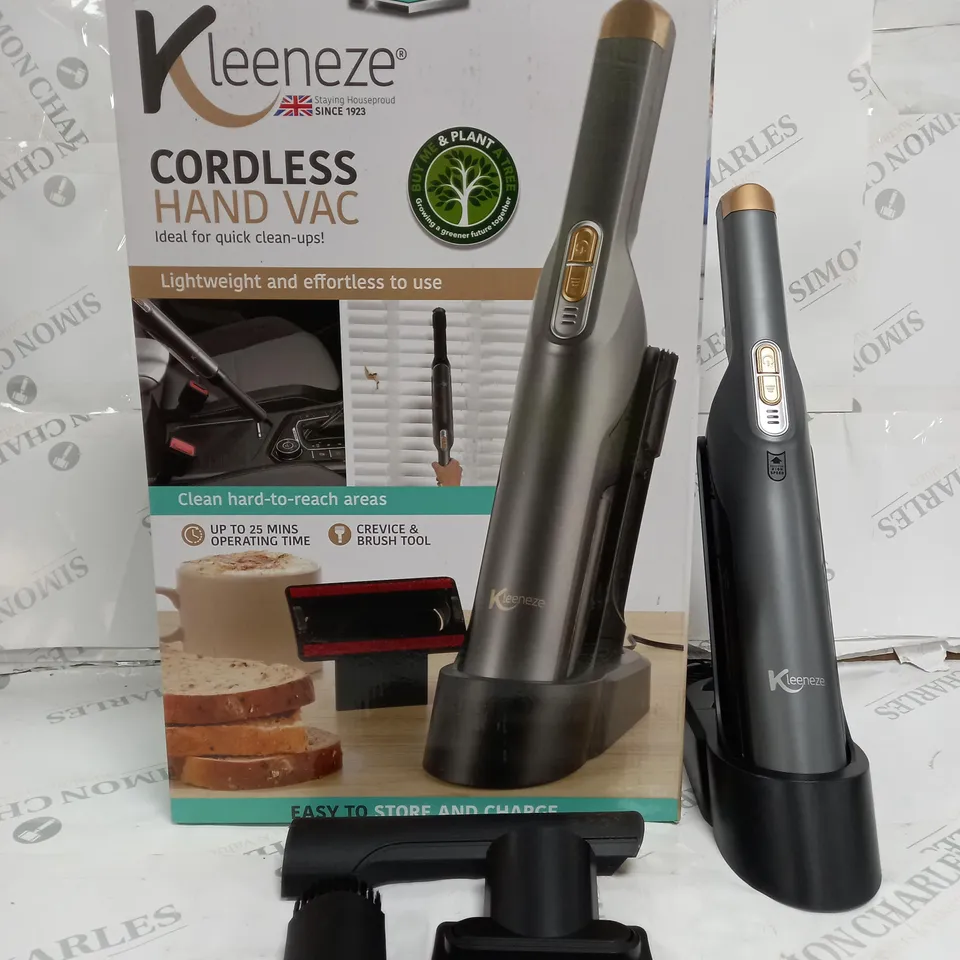BOXED KLEENEZE CORDLESS HAND VAC