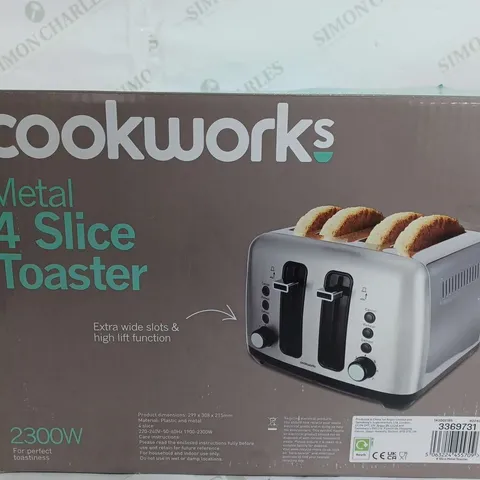 BOXED COOKWORKS METAL 4 SLICE TOASTER