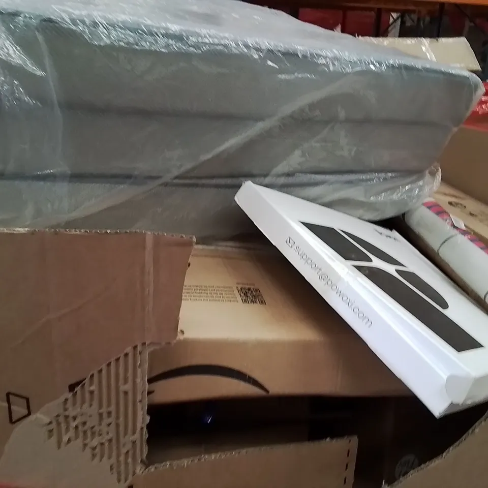 PALLET OF ASSORTED HOUSEHOLD GOODS AND PRODUCTS TO INCLUDE;BABY CHANGING PAD,SOLAR PANEL,TRICYCLE