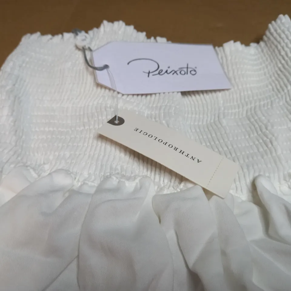 ANTHROPOLOGIE WHITE/LACE DETAILED SKIRT - LARGE