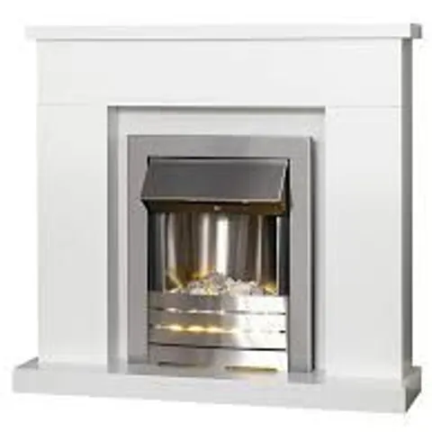BOXED ADAM FIRES & FIREPLACES TRURO ELECTRIC FIREPLACE SUITE WITH BRASS INSET FIRE