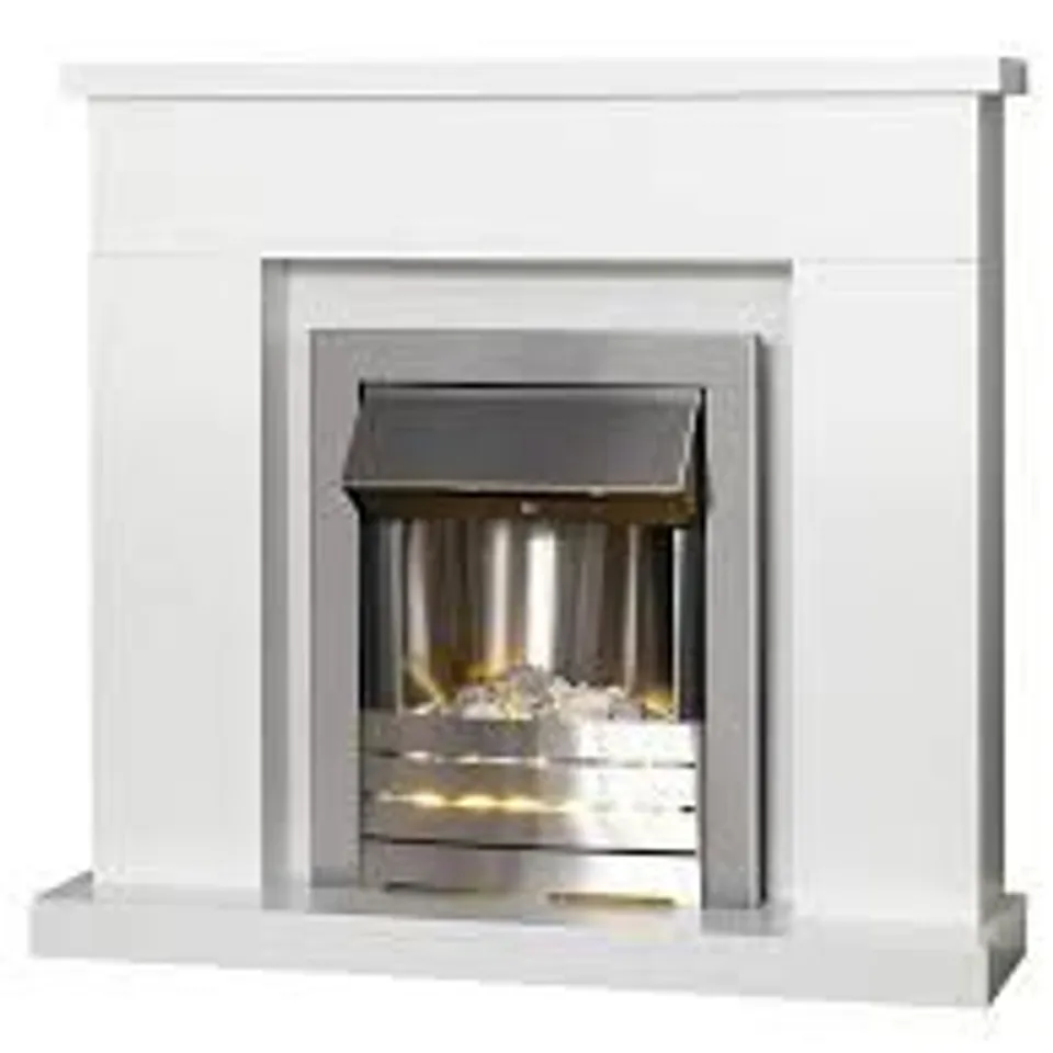 BOXED ADAM FIRES & FIREPLACES TRURO ELECTRIC FIREPLACE SUITE WITH BRASS INSET FIRE RRP £309