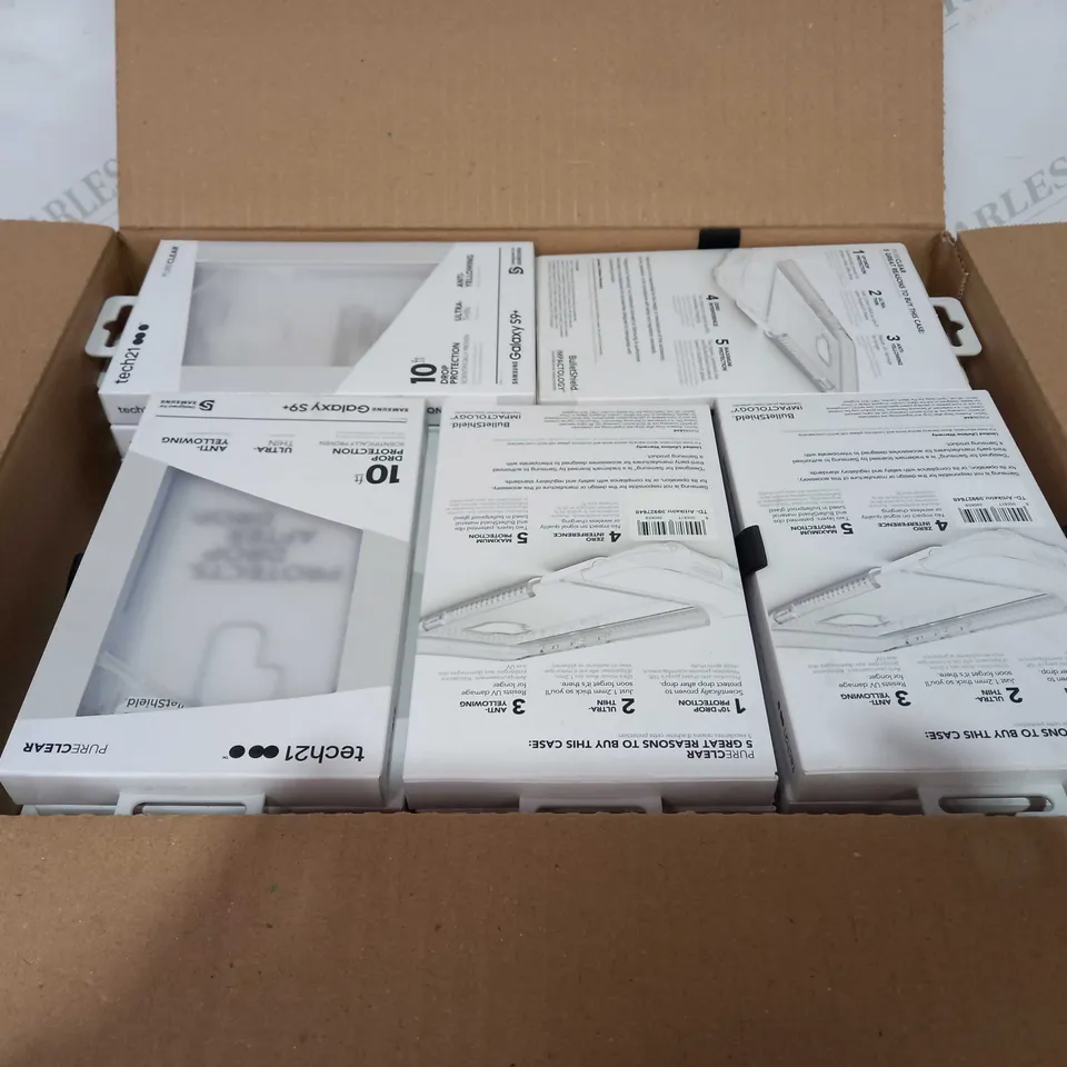 BOX OF 79 BRAND NEW TECH 21 PURECLEAR 10FT DROP PROTECTION ULTRA-THIN ANTI-YELLOWING SAMSUNG GALAXY S9+ PHONE CASES