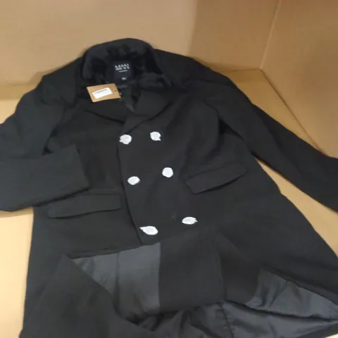 BOOHOO MAN TALL DOUBLE BREASTED FAUC FUR OVERCOAT - 2XL