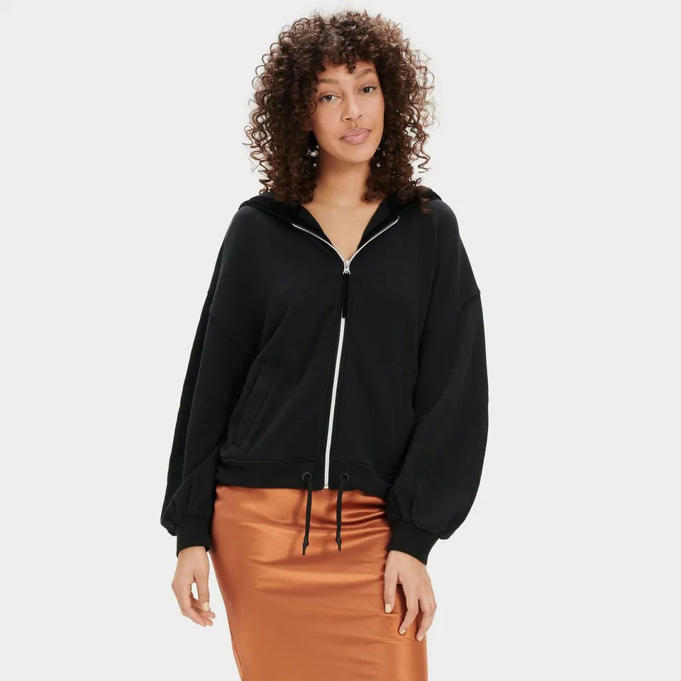 UGG ABBI HALF MOON SLEEVE WOMENS HOODY BLACK - L RRP £85