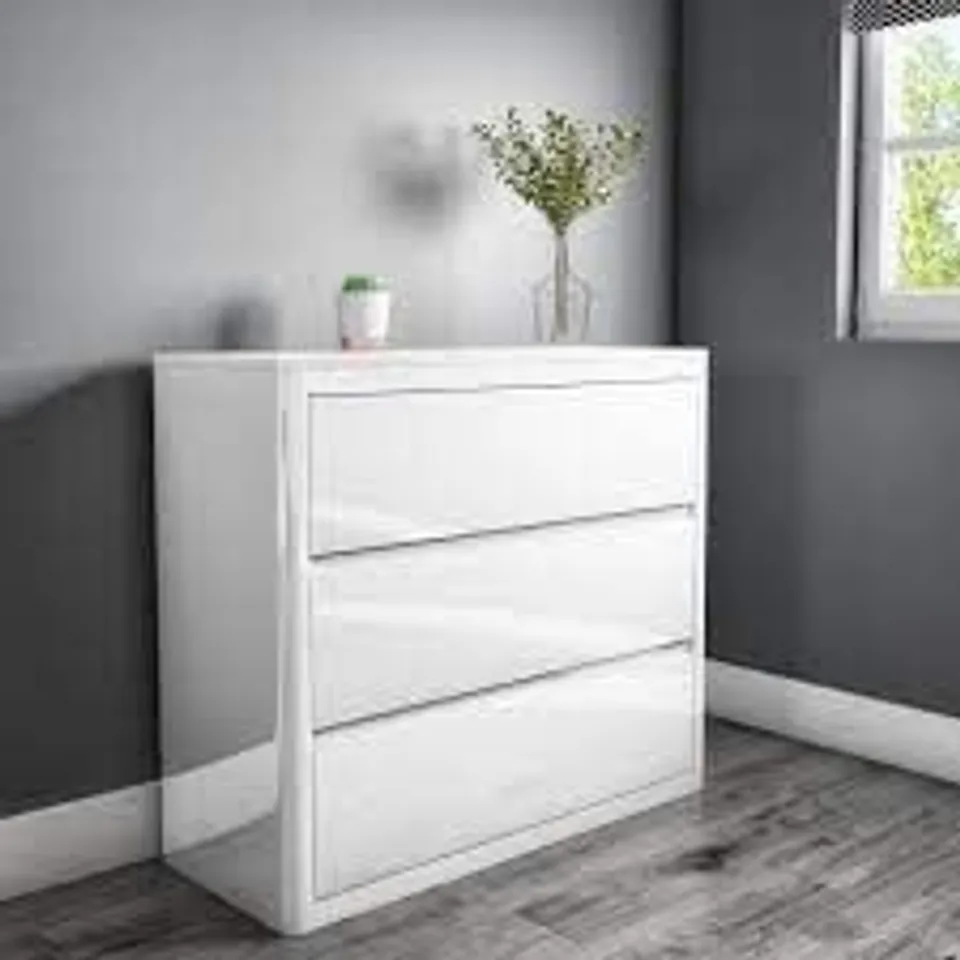 BOXED D3 CHEST OF DRAWERS WHITE GLOSS